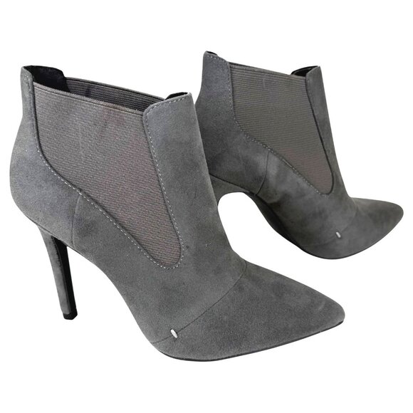H by Halston Shoes - Women H By Halston Regina Gray Pull On Stiletto Heel Ankle Bootie Size 5.5 Suede